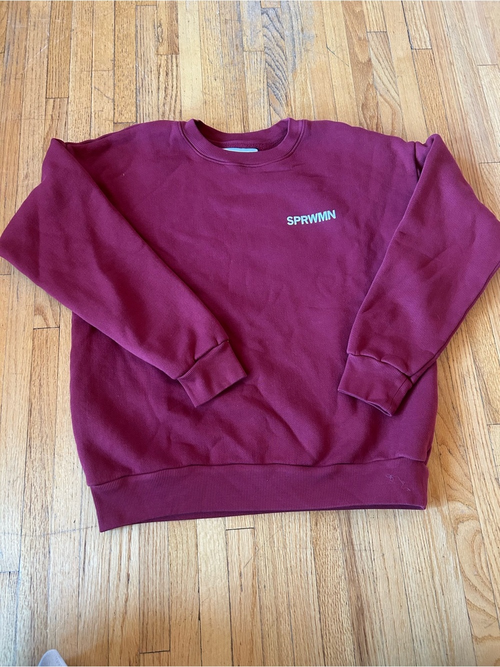 Maroon SPRWMN Crewneck Sweatshirt Casual Pullover